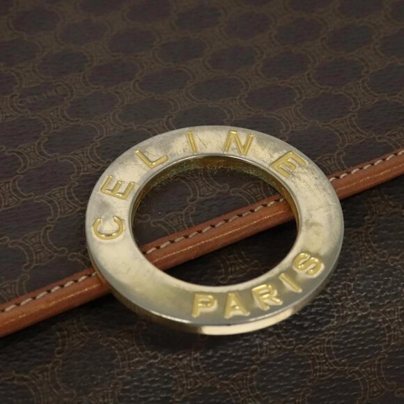 CELINE Macadam Canvas Shoulder Bag PVC Leather Brown Gold - Picture 12 of 15